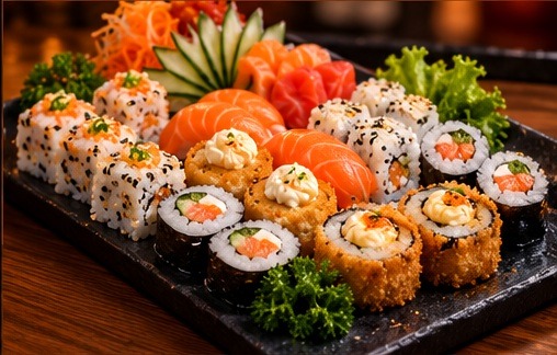 Seleção de sushi em fotografia gastronômica premium